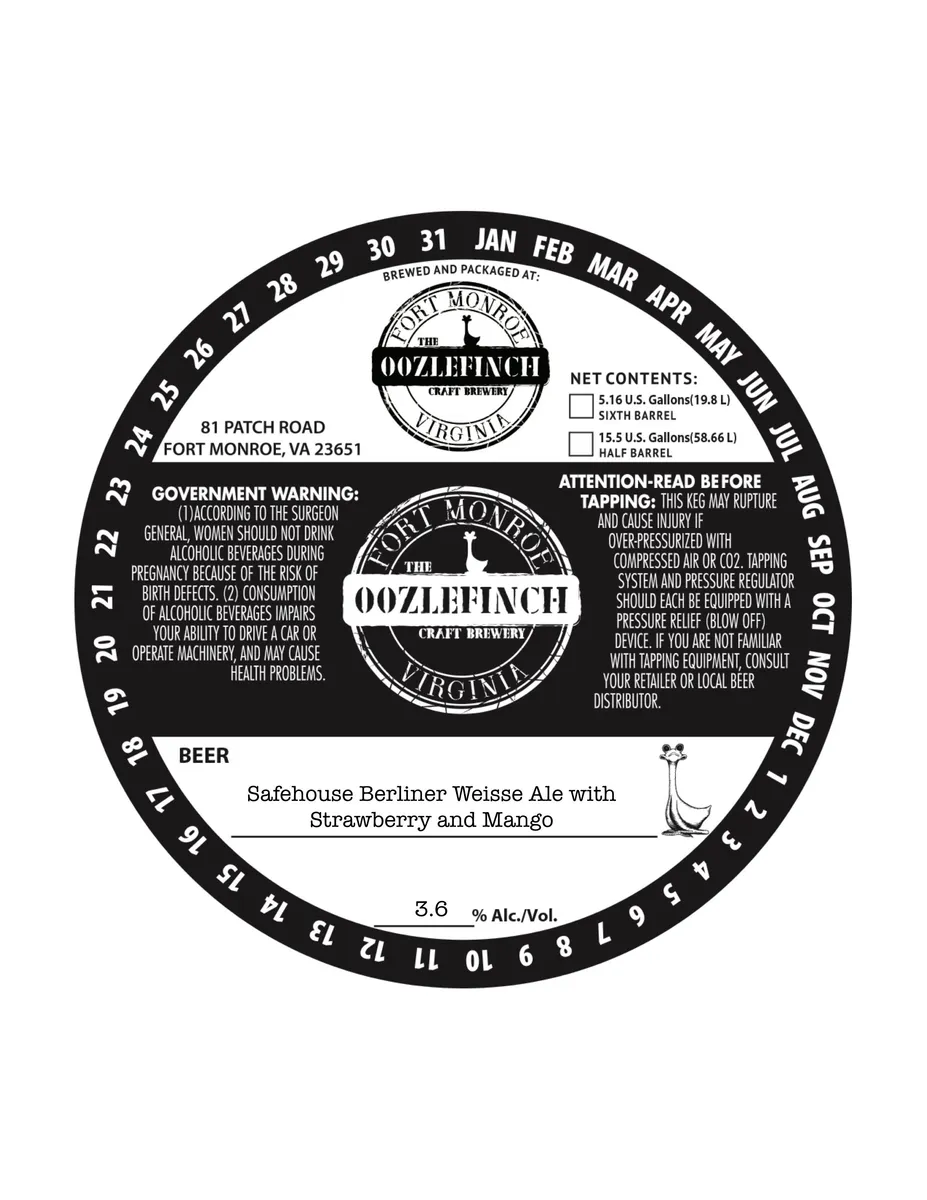 Safehouse Berliner Weisse Ale with Strawberry and Mango label art — OOZLEFINCH CRAFT BREWERY