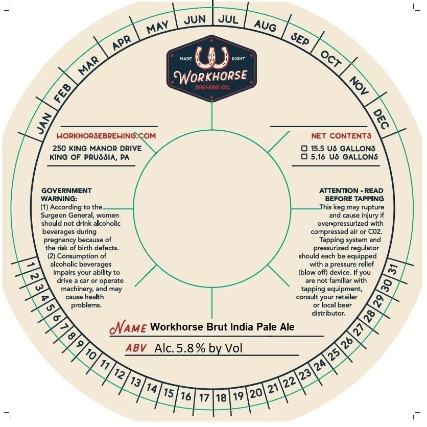 Workhorse Brut India Pale Ale label