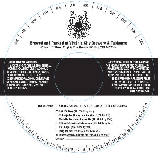Steampunk Pale Ale — full label as filed with TTB