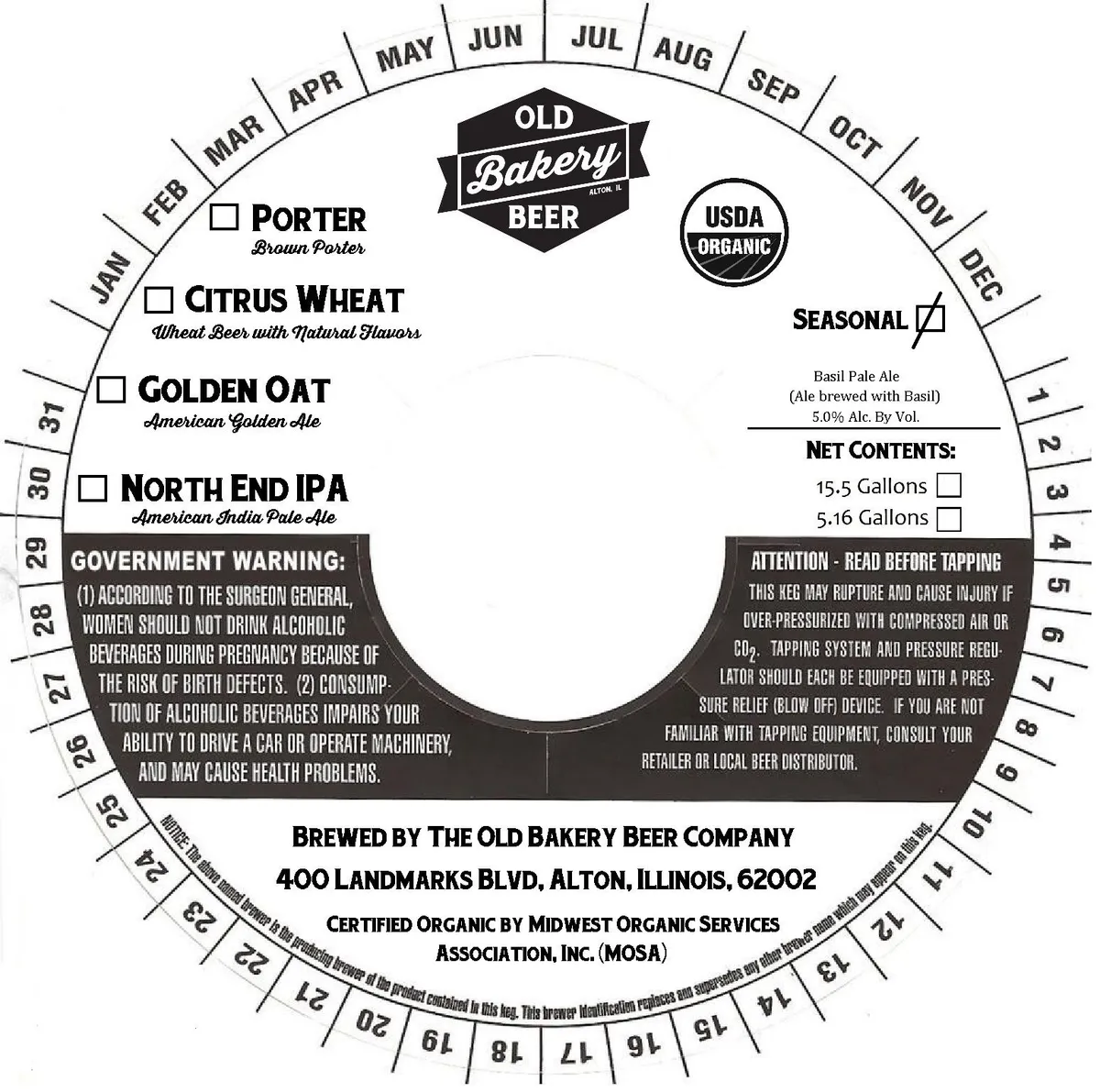 Basil Pale Ale label art — THE OLD BAKERY BEER COMPANY