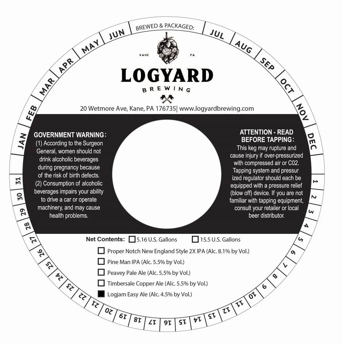 Logjam Easy Ale label art — LOGYARD BREWING
