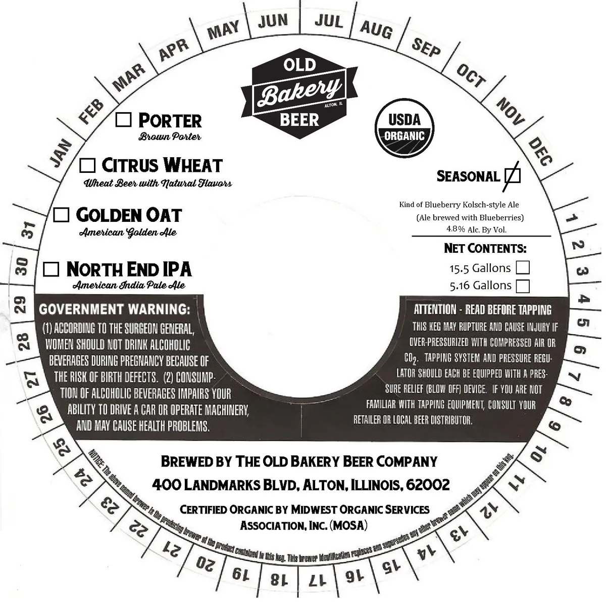 Kind of Blueberry Kolsch-Style Ale label art — THE OLD BAKERY BEER COMPANY