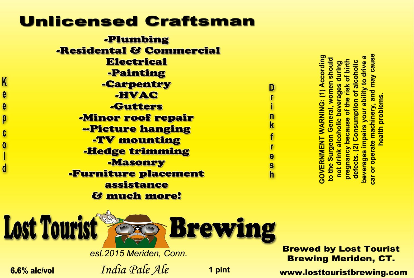 Unlicensed Craftsman — full label as filed with TTB