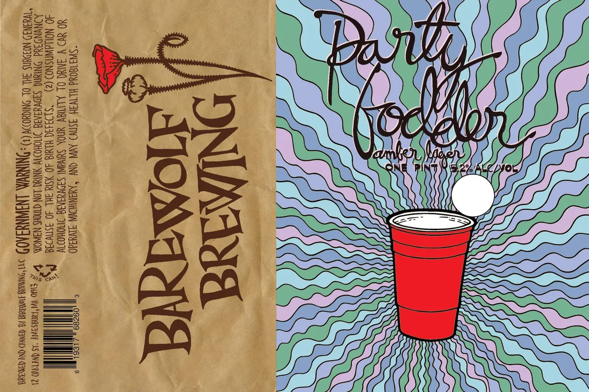 Party Fodder Amber Lager label art — PARTY FODDER AMBER LAGER