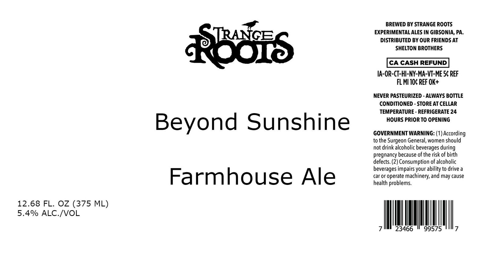 Beyond Sunshine — full label as filed with TTB
