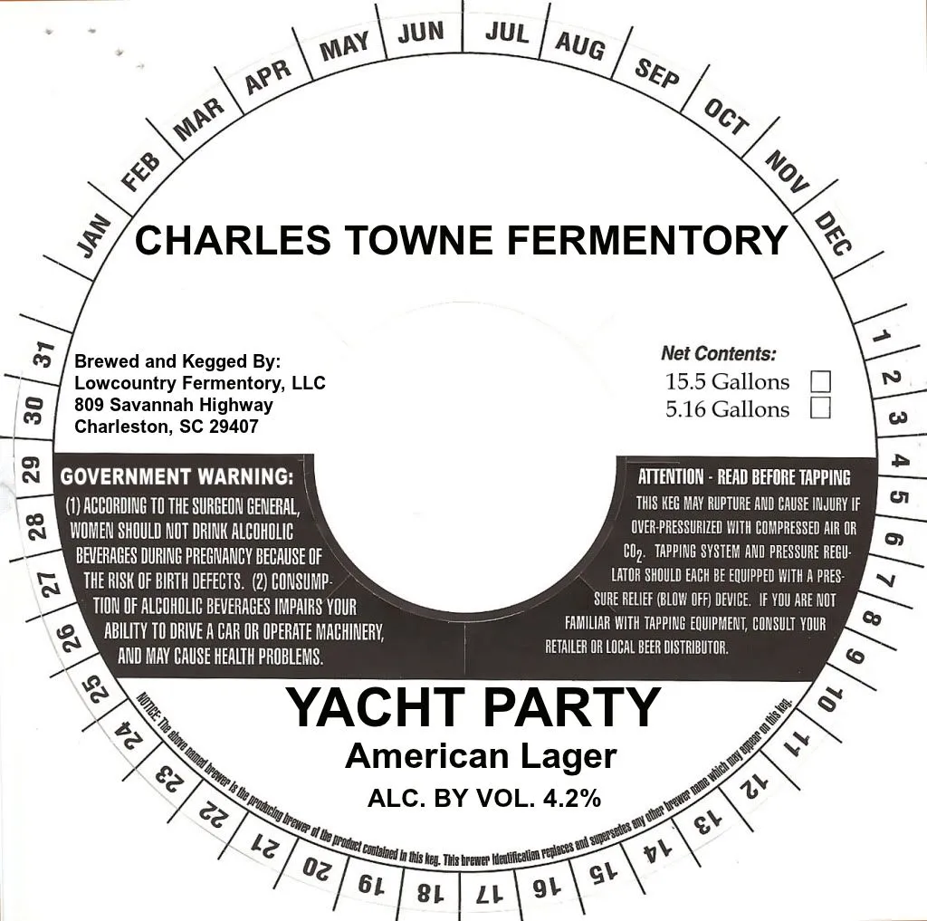 Yacht Party label art — CHARLES TOWNE FERMENTORY