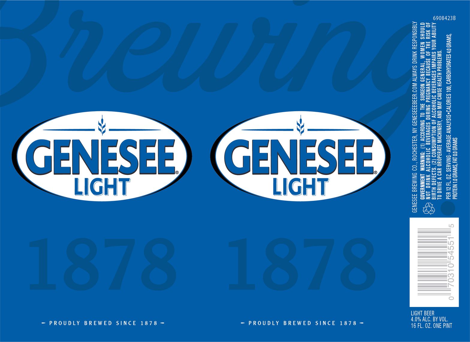Genesee Light — full label as filed with TTB