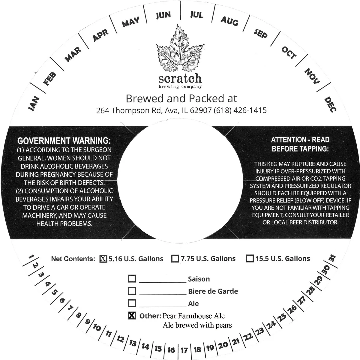 Pear Farmhouse Ale label art — SCRATCH BREWING COMPANY