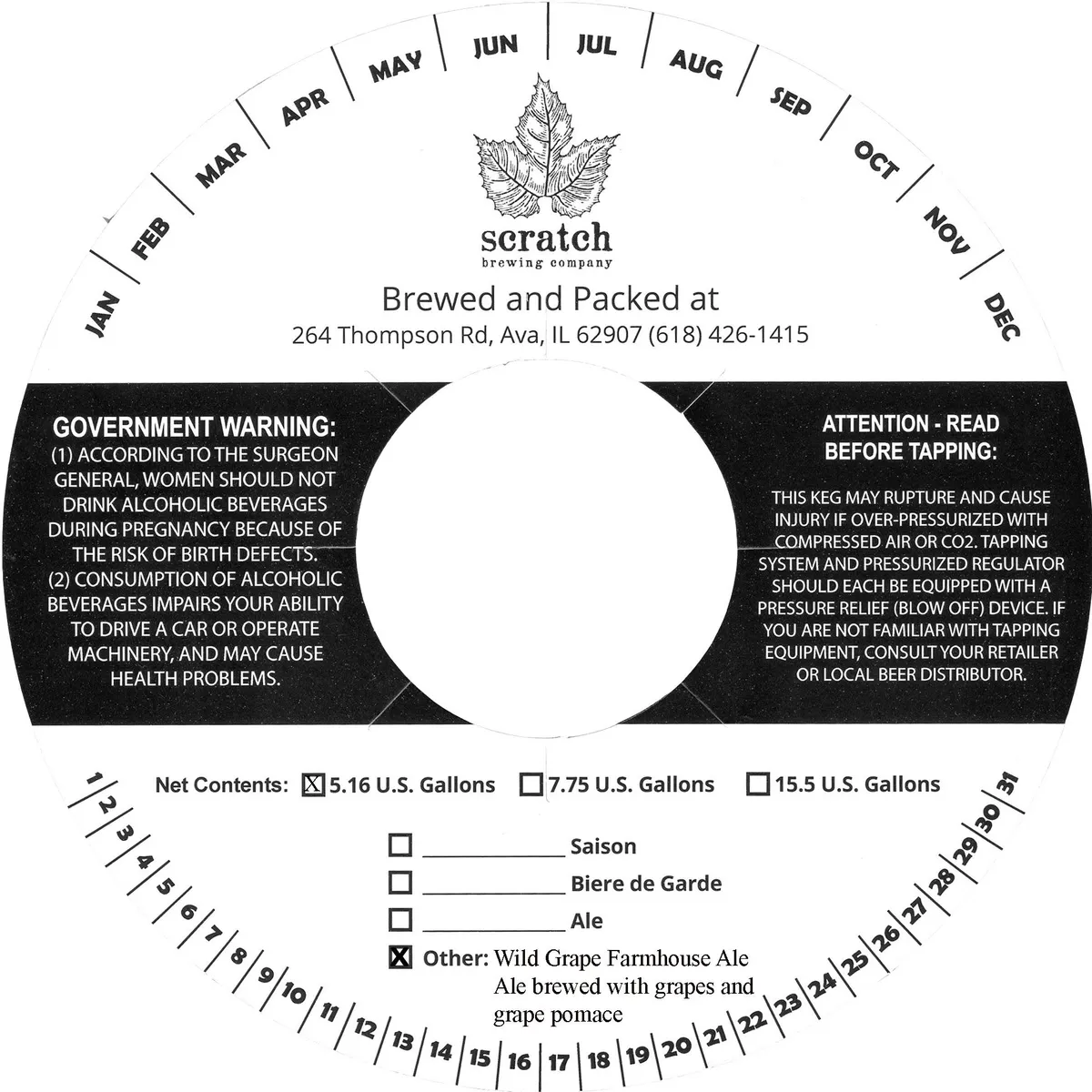 Wild Grape Farmhouse Ale label art — SCRATCH BREWING COMPANY