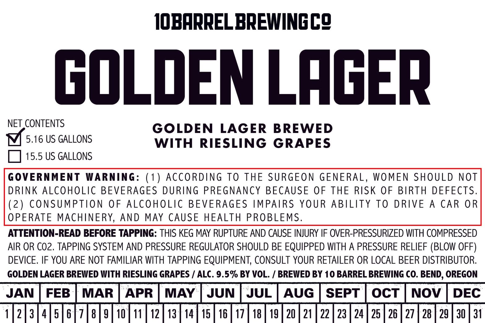 Golden Lager — full label as filed with TTB