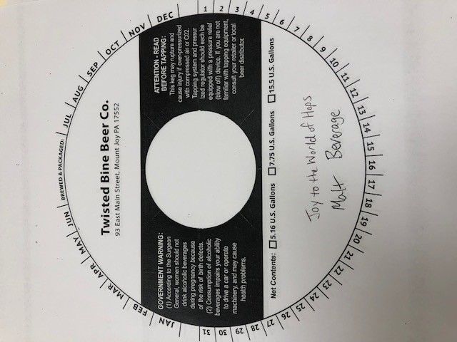 Joy to the World of Hops — full label as filed with TTB