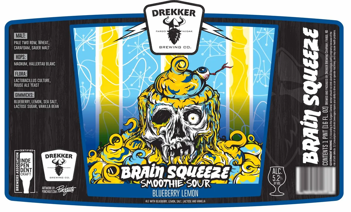 Brain Squeeze Blueberry Lemon Smoothie Sour label art — DREKKER BREWING COMPANY