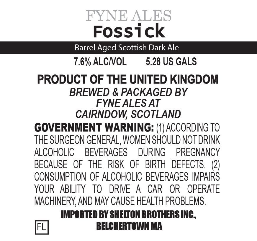 Fossick — full label as filed with TTB