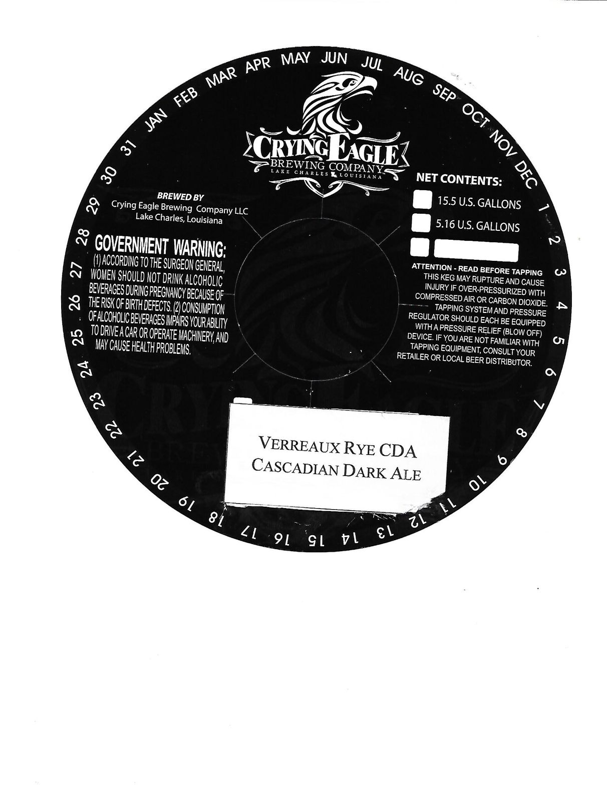Verreaux Rye CDA — full label as filed with TTB