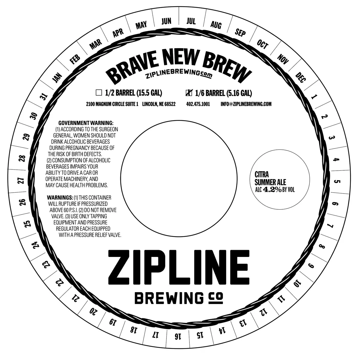 Brave New Brew label art — ZIPLINE BREWING CO.