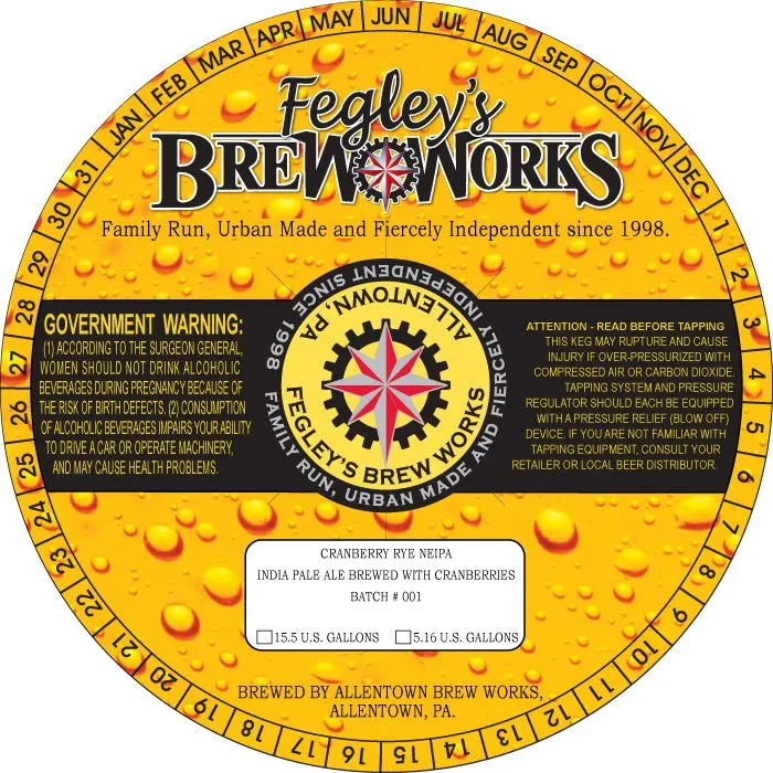 Cranberry Rye Neipa label art — FEGLEY'S BREW WORKS