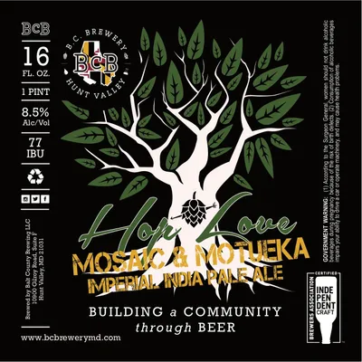 Hop Love Mosaic & Motueka Imperial India Pale Ale label