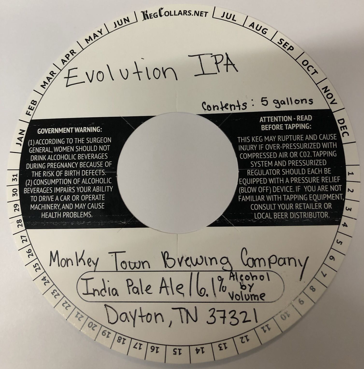 Evolution IPA — full label as filed with TTB