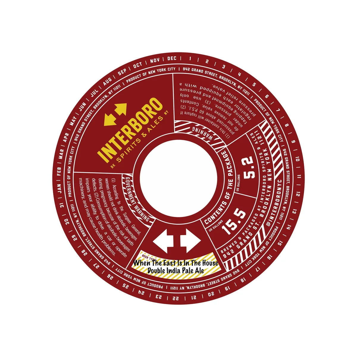 When The East Is In The House label art — INTERBORO SPIRITS AND ALES