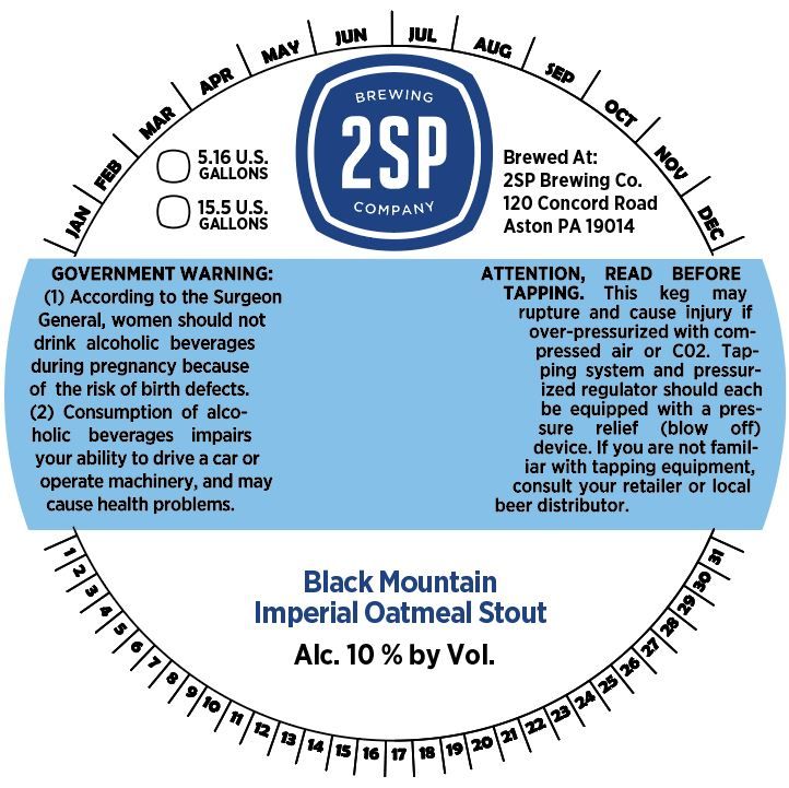 Black Mountain Imperial Oatmeal Stout — full label as filed with TTB