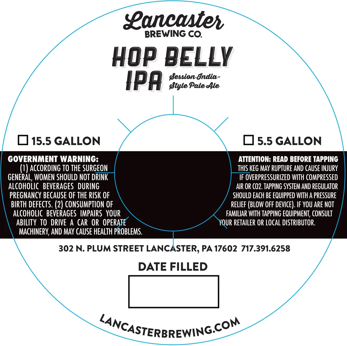 Hop Belly IPA label art — LANCASTER BREWING CO.