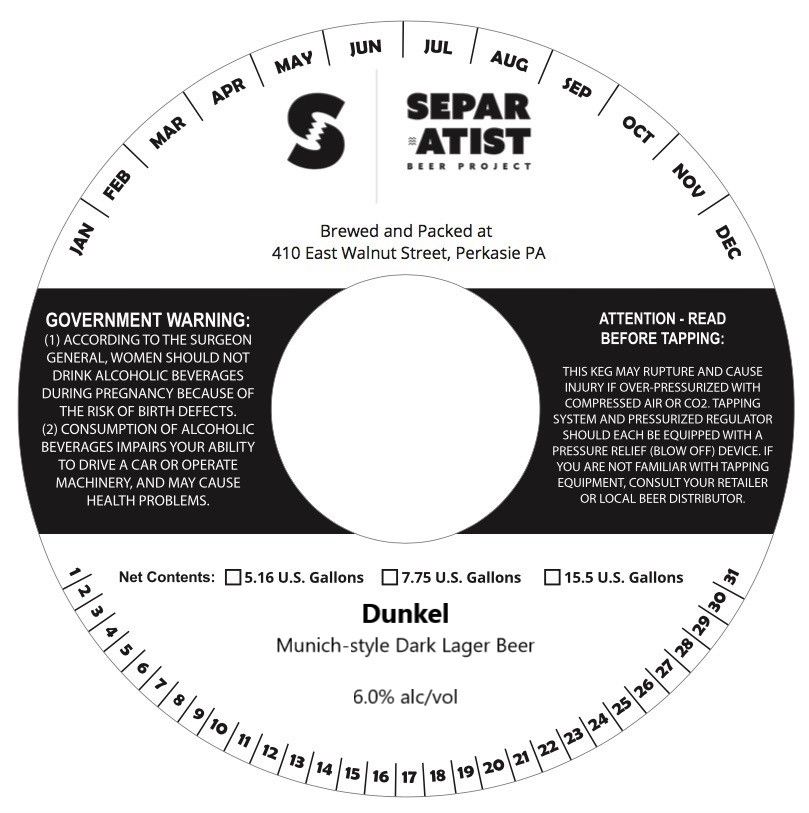 Dunkel — full label as filed with TTB