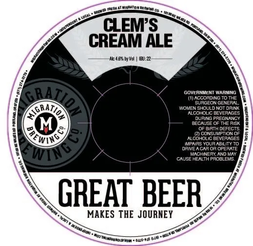 Clem's Cream Ale label art — CLEM'S CREAM ALE