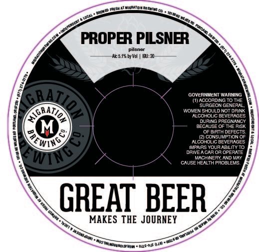 Proper Pilsner — full label as filed with TTB