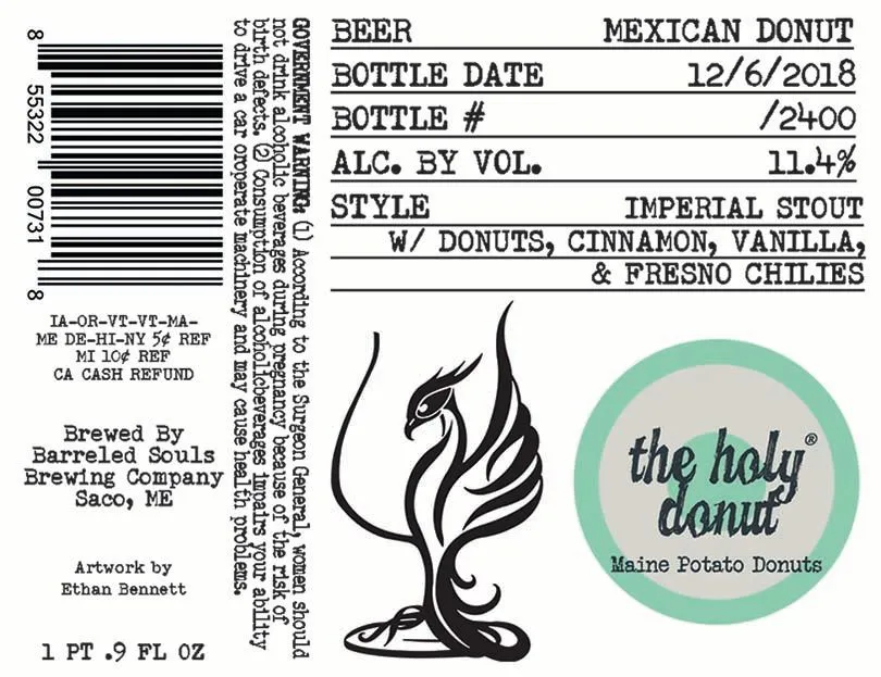 Mexican Donut label art — BARRELED SOULS BREWING COMPANY