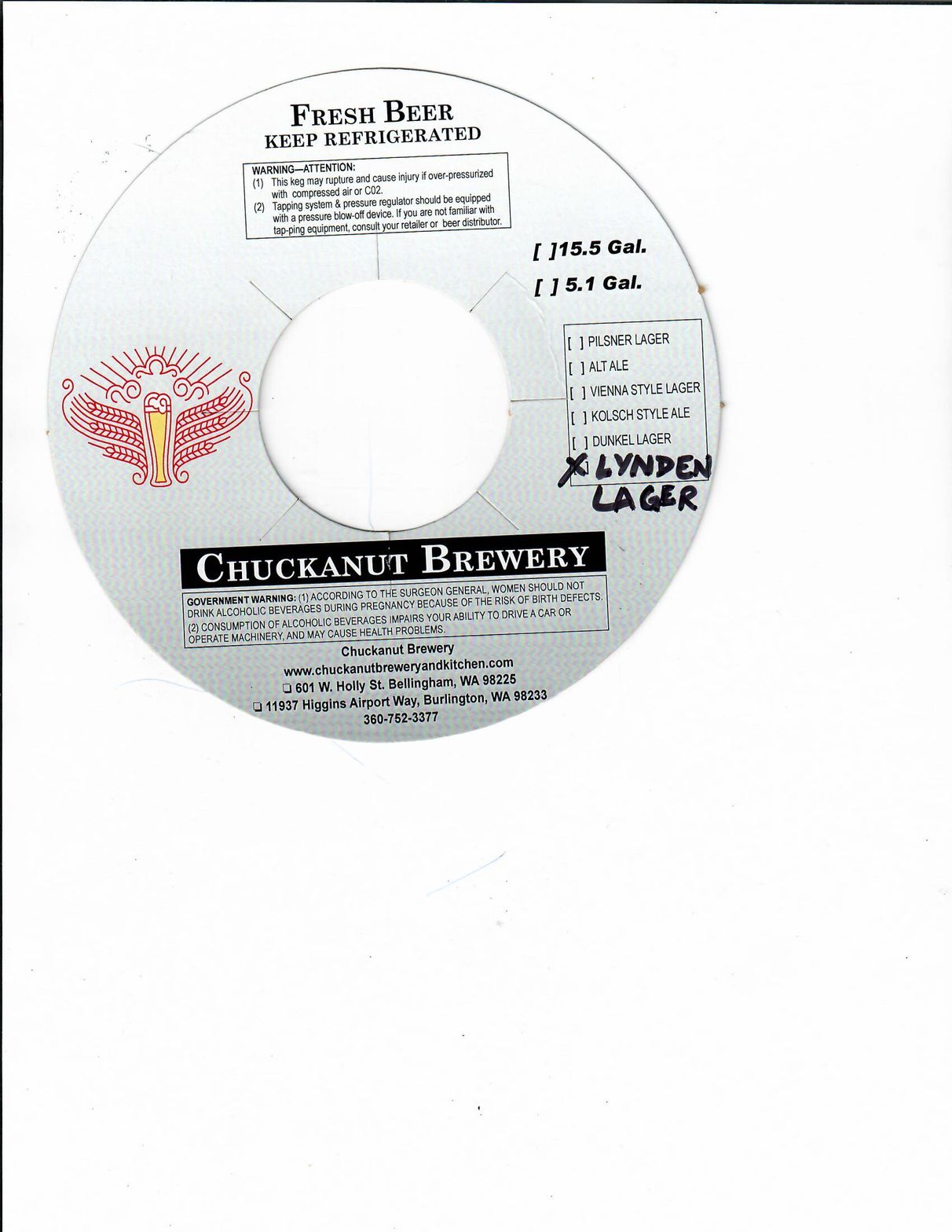 Lynden Lager — full label as filed with TTB