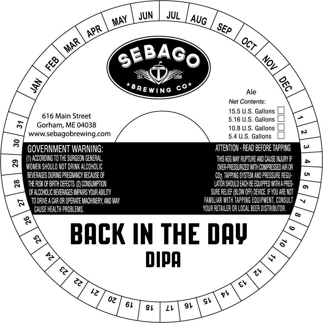 Back In The Day — full label as filed with TTB