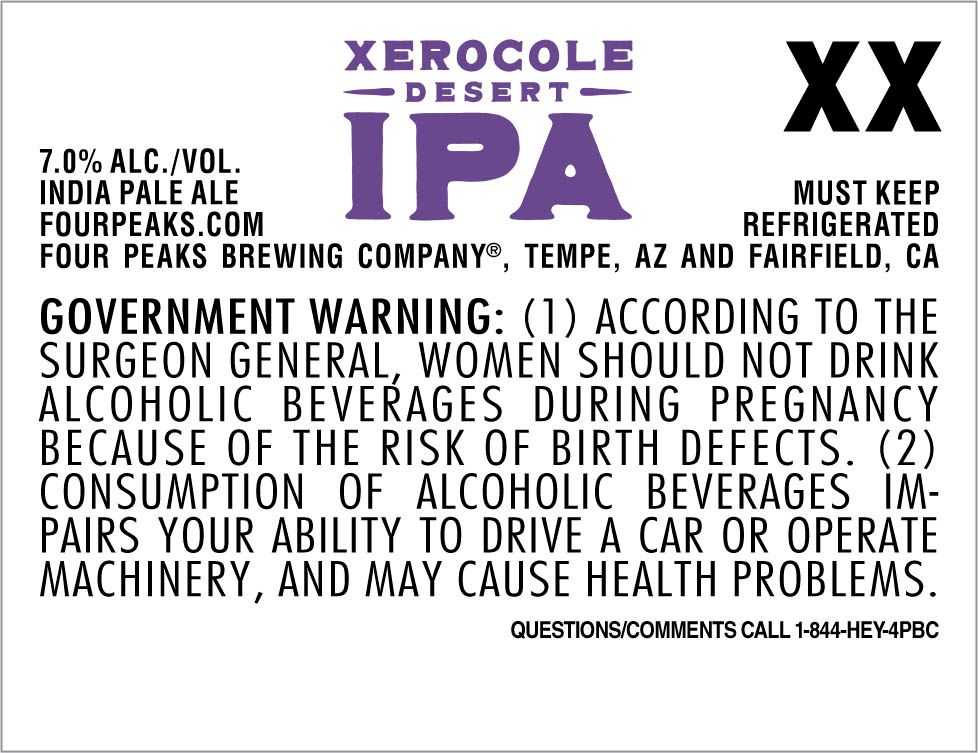 Xerocole Desert IPA — full label as filed with TTB