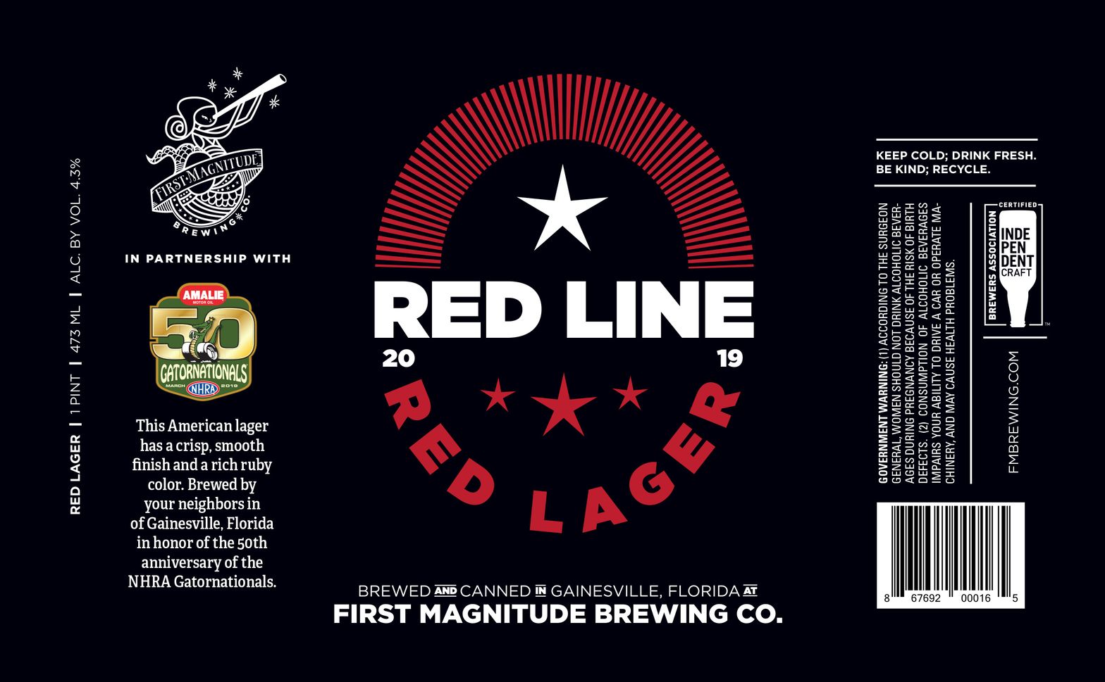 Red Line Red Lager — full label as filed with TTB