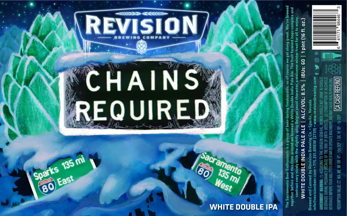Chains Required label art — CHAINS REQUIRED