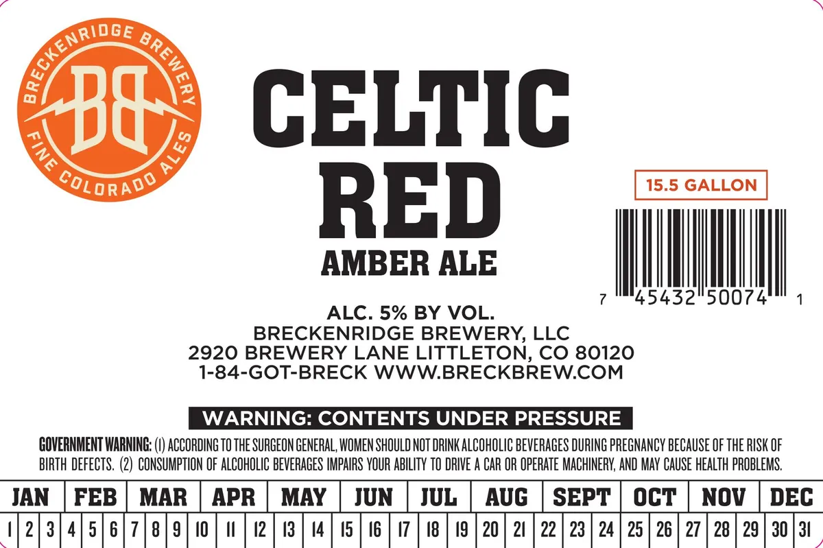 Celtic Red label art — BRECKENRIDGE BREWERY