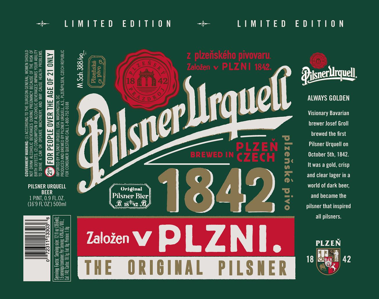 Pilsner Urquell — full label as filed with TTB