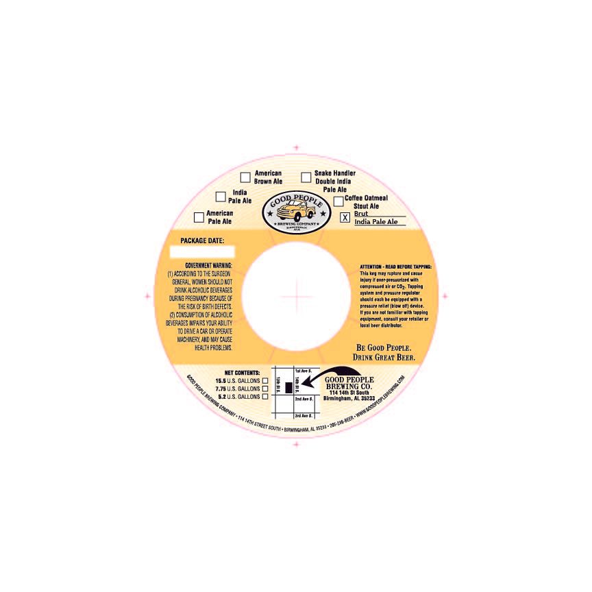 Brut India Pale Ale — full label as filed with TTB