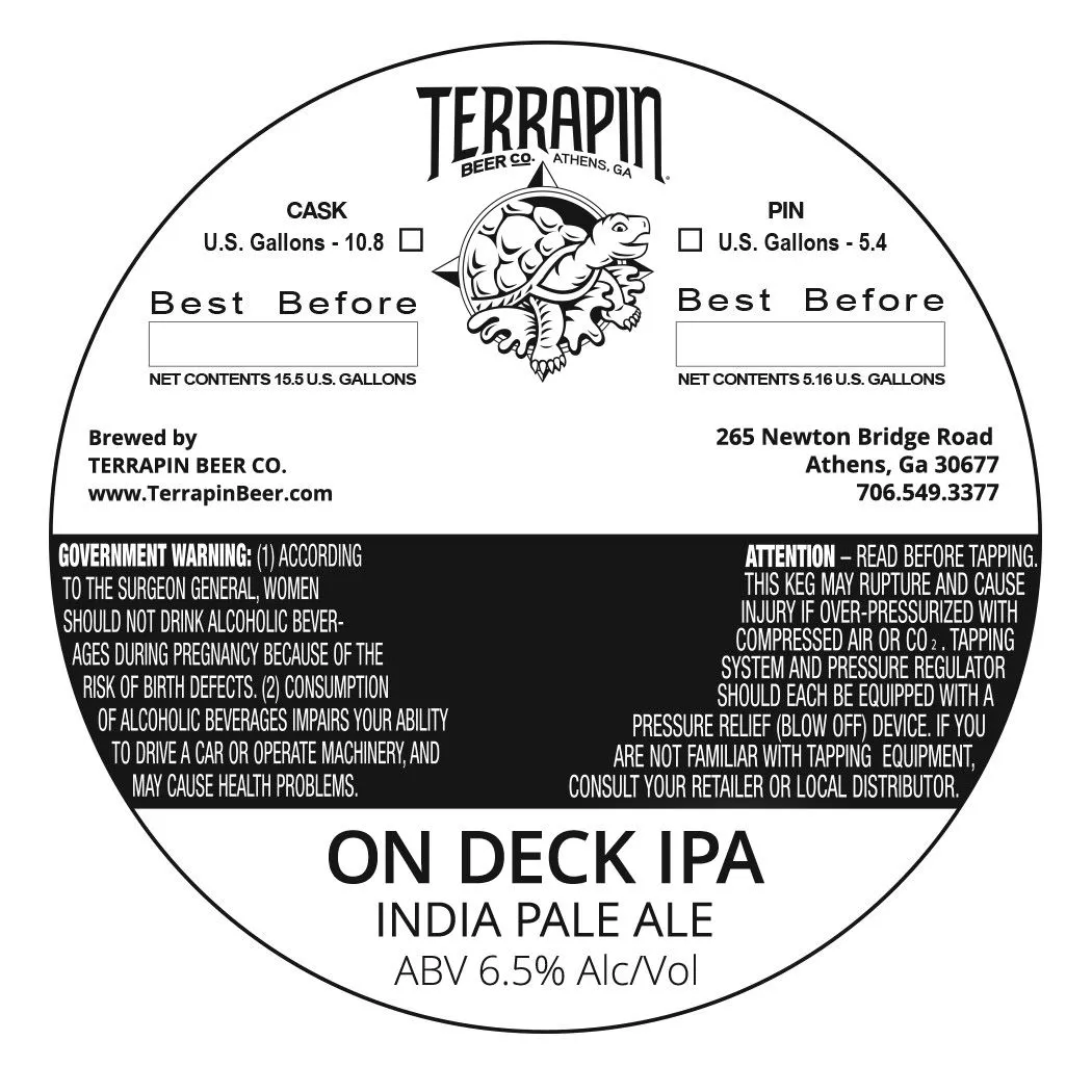 On Deck IPA — full label as filed with TTB