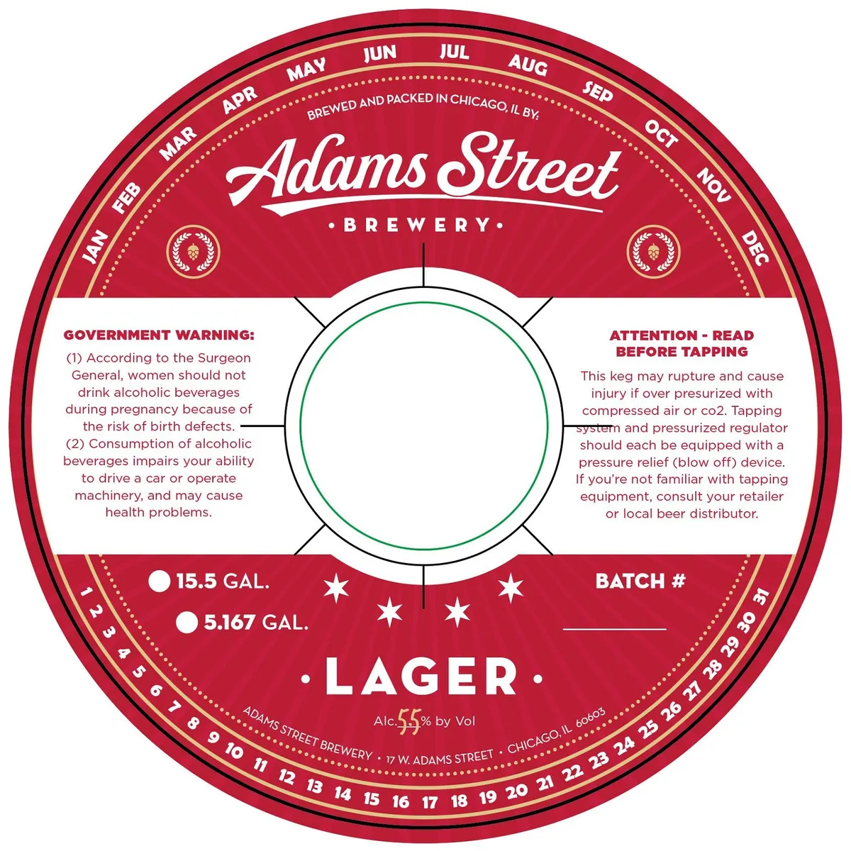 Lager label art — ADAMS STREET BREWERY