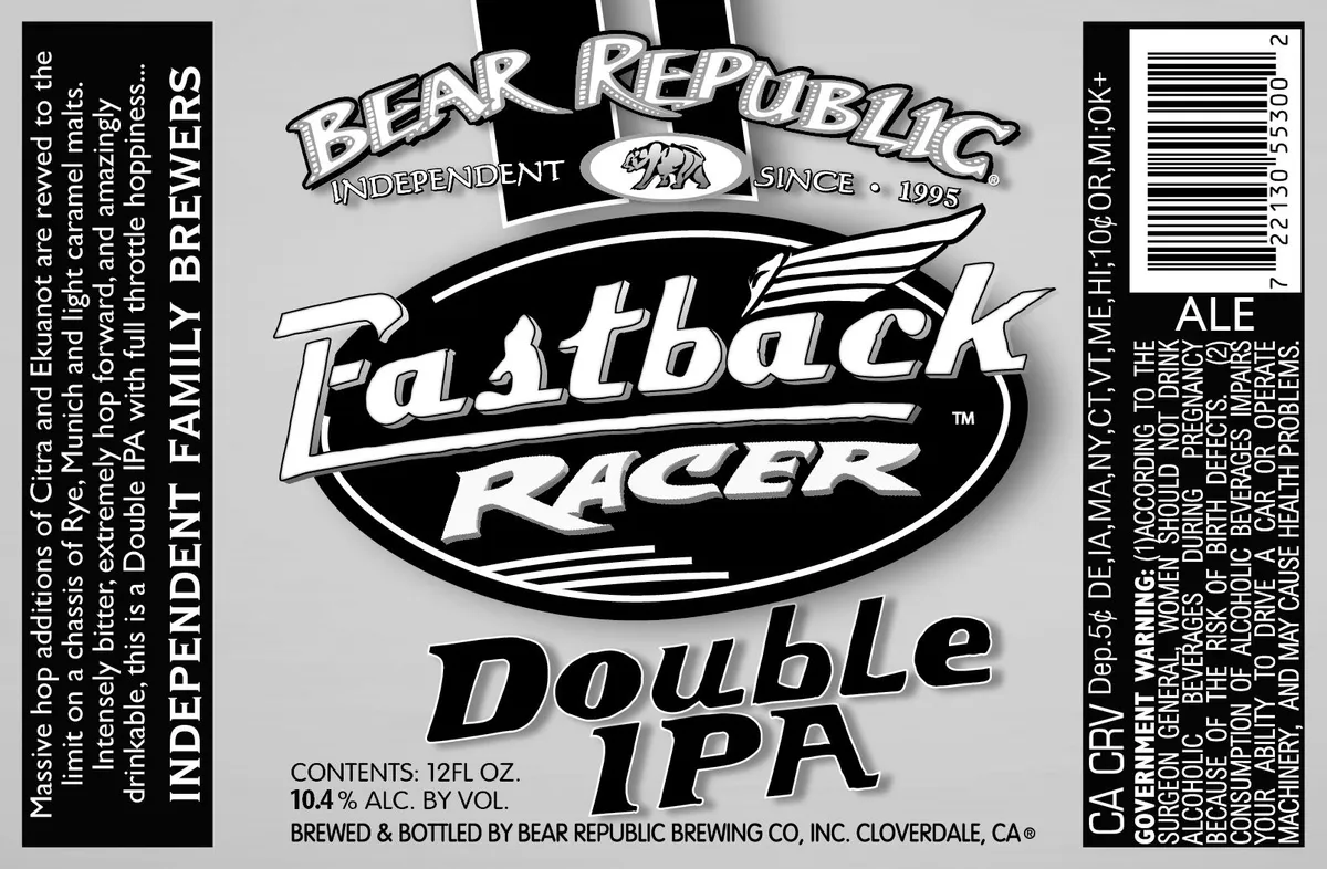 Fastback Racer label art — FASTBACK RACER