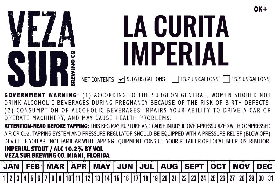 La Curita Imperial — full label as filed with TTB