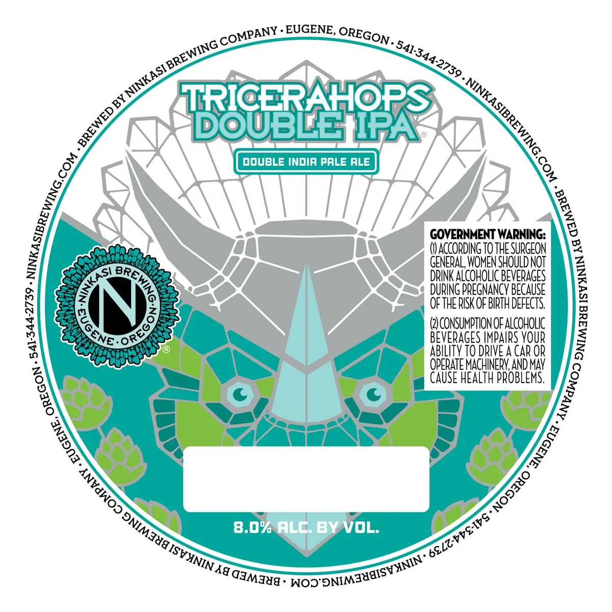 Tricerahops Double IPA label