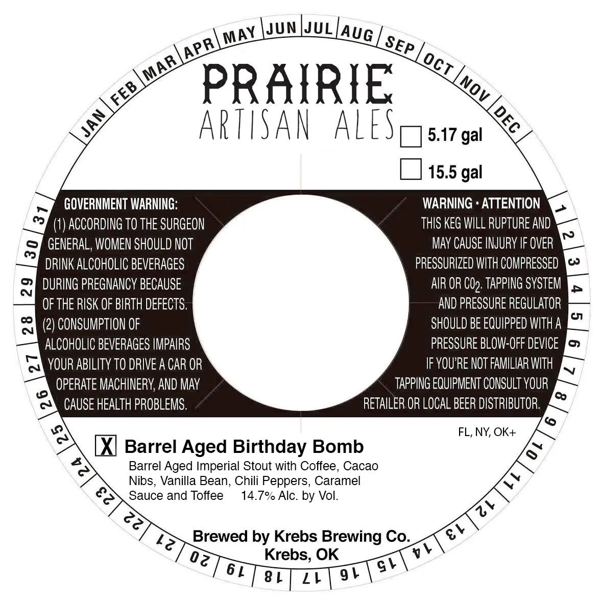 Barrel Aged Birthday Bomb label