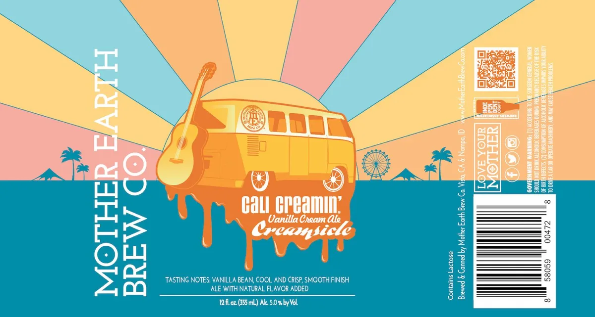 Cali Creamin' Vanilla Cream Ale Creamsicle label