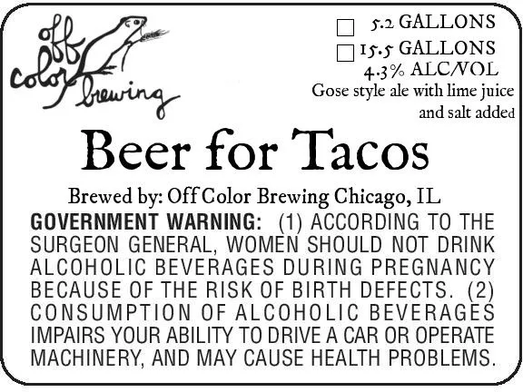 Beer for Tacos label