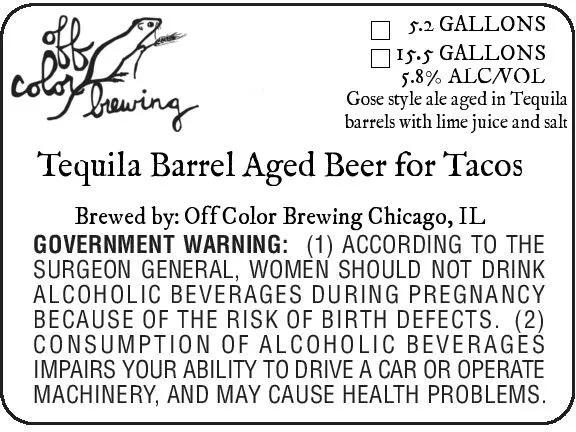 Tequila Barrel Aged Beer for Tacos label