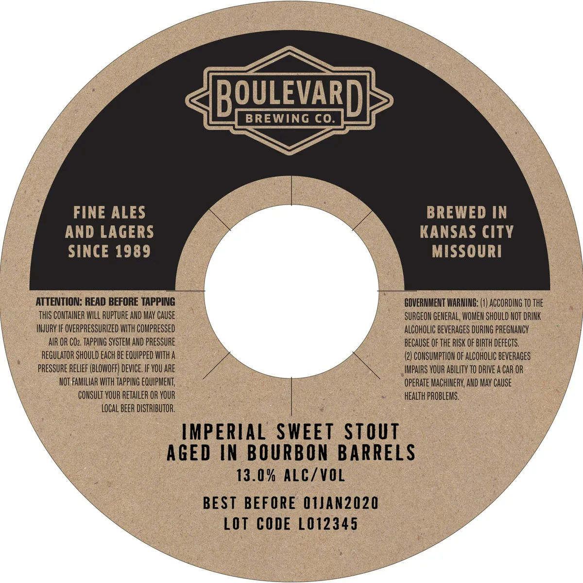 Imperial Sweet Stout Aged in Bourbon Barrels label