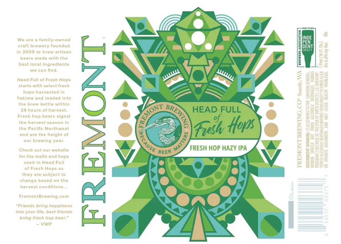Head Full of Fresh Hops label