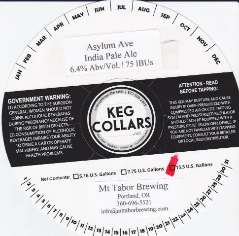 Asylum Ave India Pale Ale — full label as filed with TTB