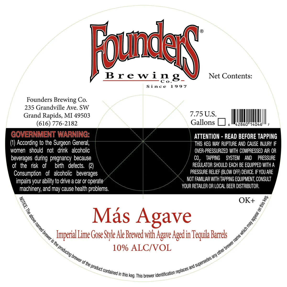 Más Agave label art — FOUNDERS